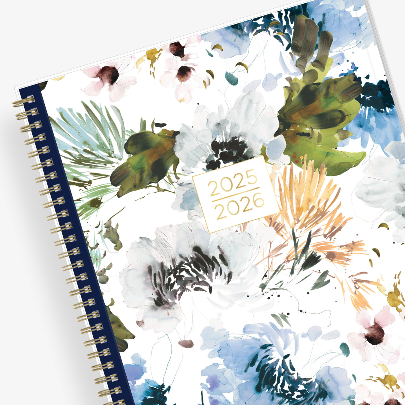 floral front cover on this july 2025 - june 2026 weekly monthly academic planner in 8.5x11 size