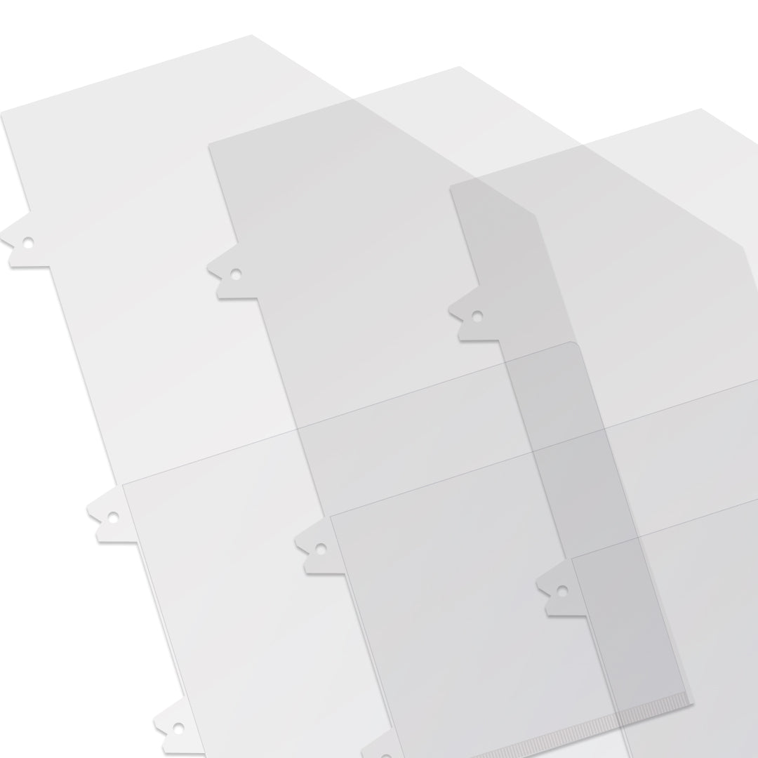 Clear poly storage pockets for blue sky planners in a 5x8 planner sized format, 3 pack fitting 2:1 or 2 bindings per inch