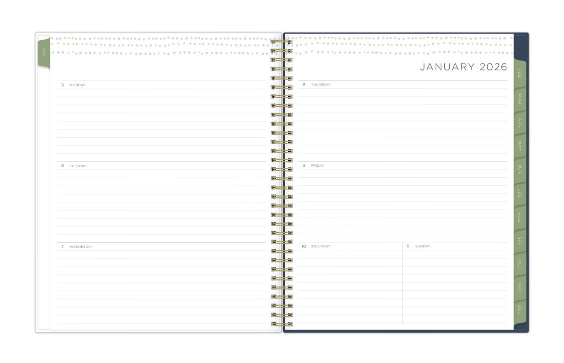 known for clean blank writing space, the kelly ventura 2026 planner features a clean, classic weekly layout for note taking, deadlines, important dates, and room to plan each day and each week!