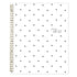 Spiral-bound student planner with black dot pattern on white cover