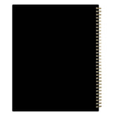 Black spiral-bound weekly student planner on a white background