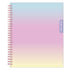 Wire-bound planner with a gradient cover transitioning from blue to pink to yellow on a white background.