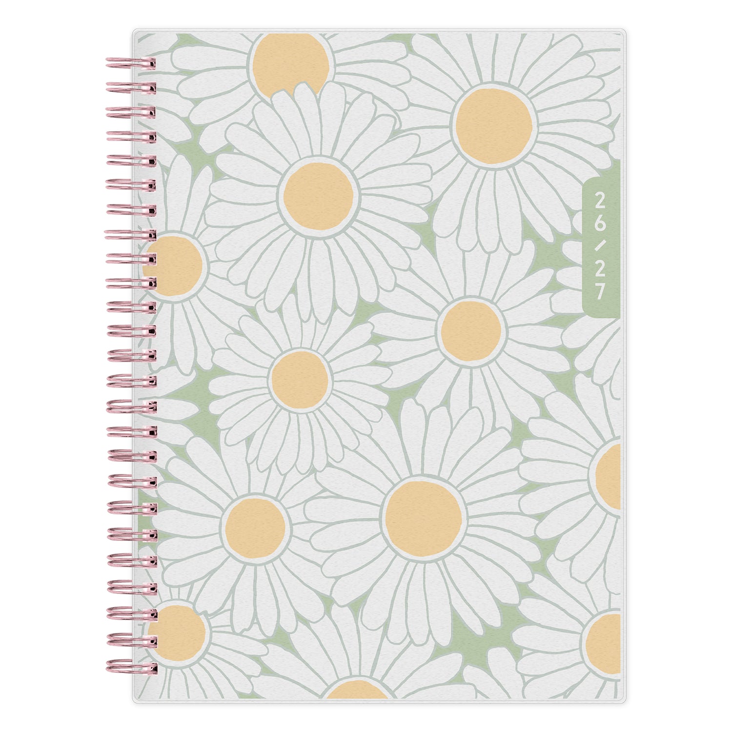 planner with daisy pattern on a white background
