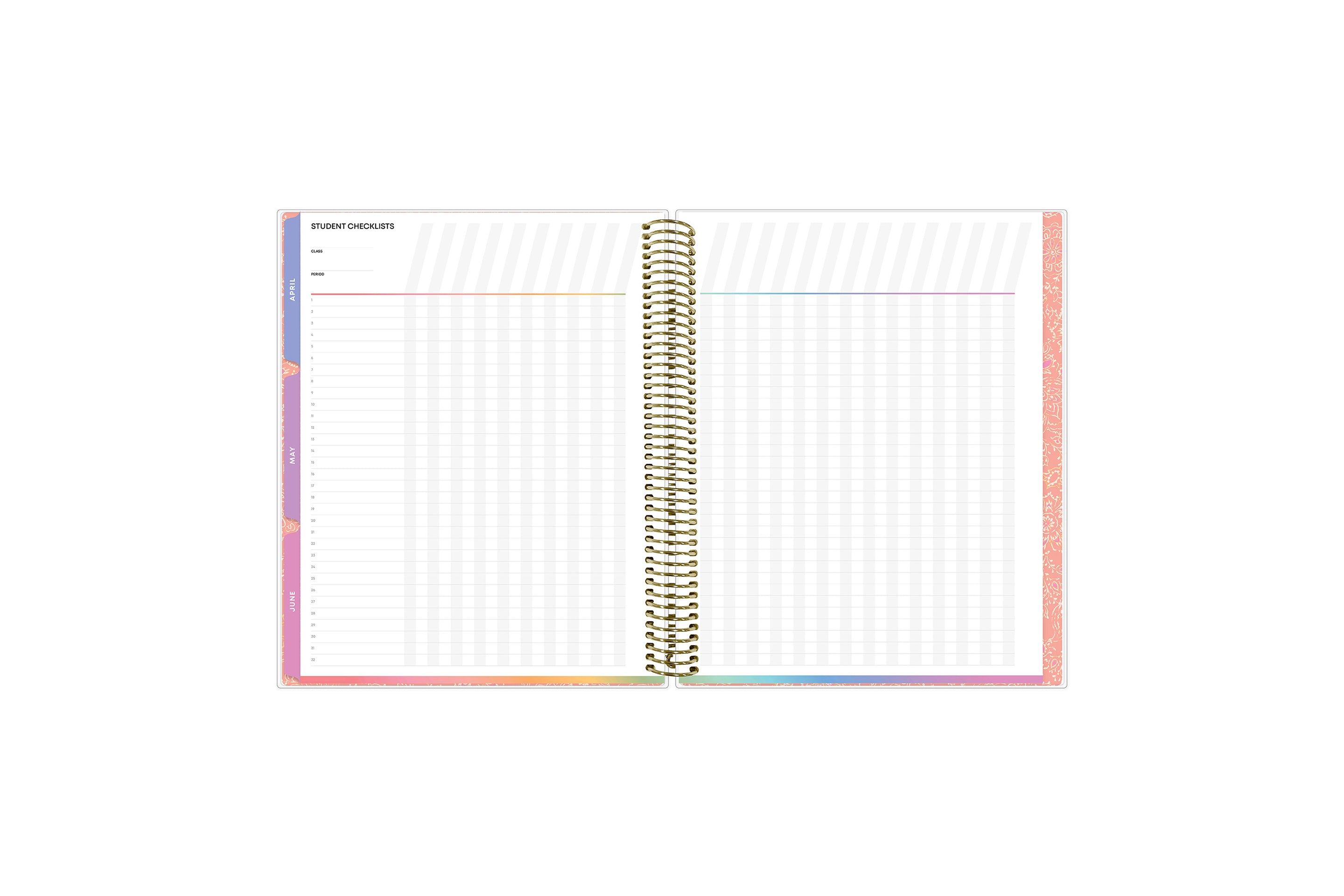 student check list in this 8.5x11 teacher lesson planner
