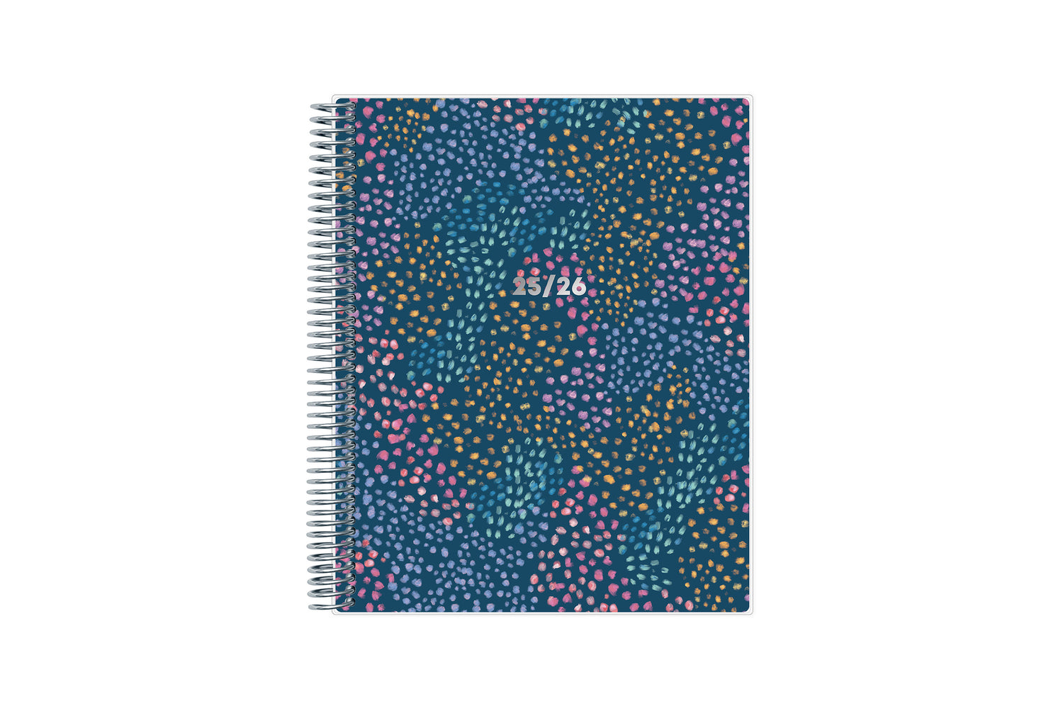 super fun brushed dots featuring a mixture of pinks, blues, and gold for this 2025-2026 teacher lesson planner in 8.5x11 size