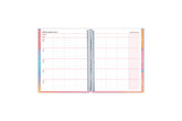 8.5x11 teacher lesson planner featuring a weekly spread with a section for each day, ample clean writing space and lined notes section