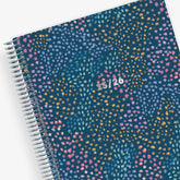 super fun brushed dots featuring a mixture of pinks, blues, and gold for this 2025-2026 teacher lesson planner in 8.5x11 size