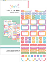 sticker book from bluesky livewell featuring to dos, appointments, blanks, meetings, etc.