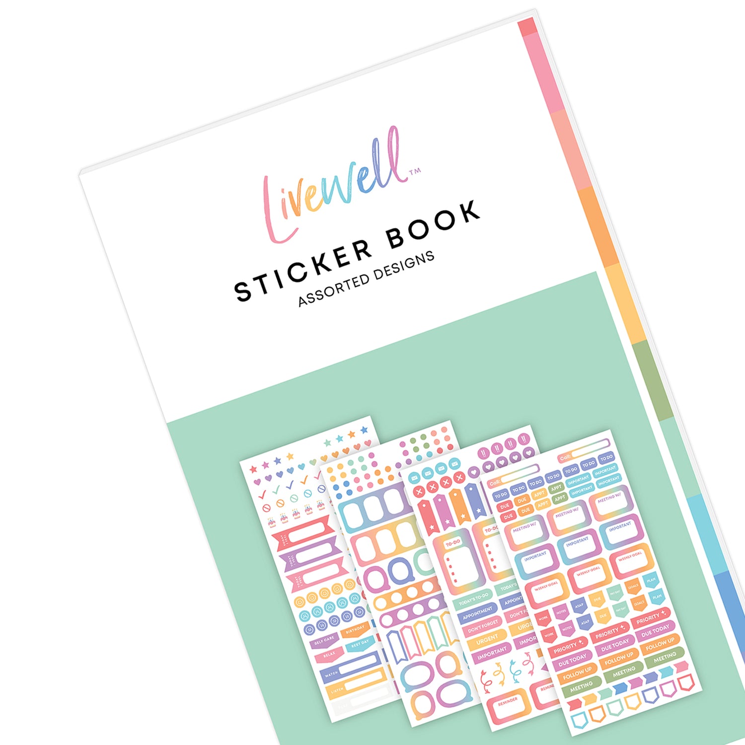 sticker book from bluesky livewell featuring to dos, appointments, blanks, meetings, etc.