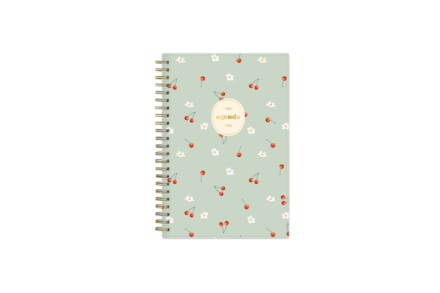 cute white daises and cherries front cover 8.5x11 planner size 2025-2026