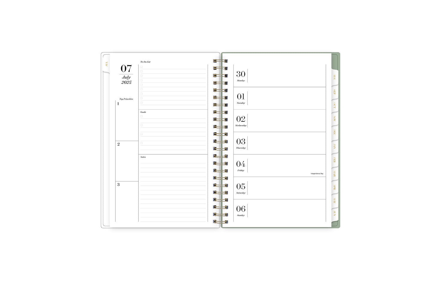 july 2025 - june 2026 academic planner featuring lined writing space and planning for each day, top 3 priorities, 