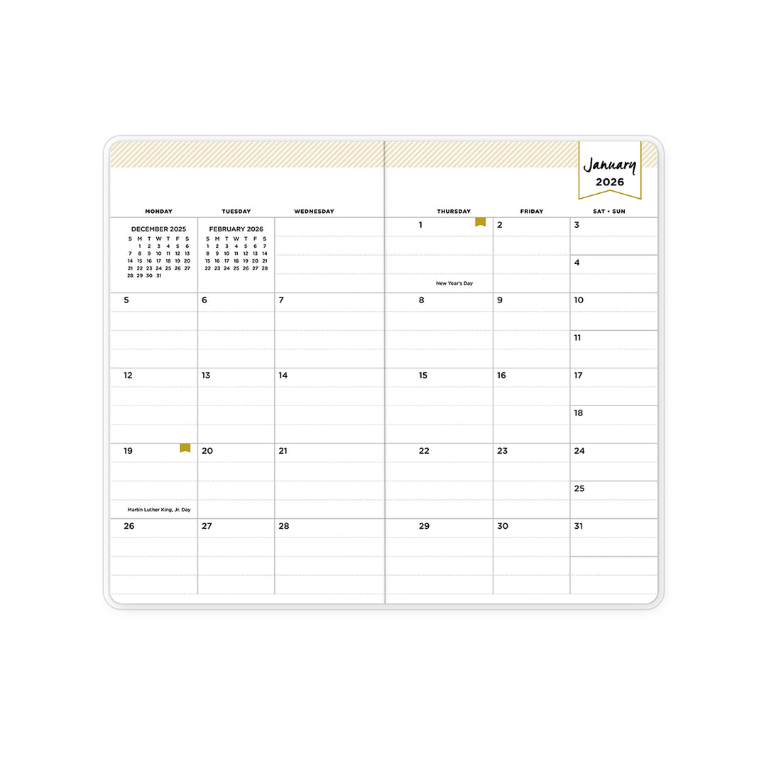 Heirloom Cream 2026 Monthly 3.625x6.125 Planning Calendar - Day Designer