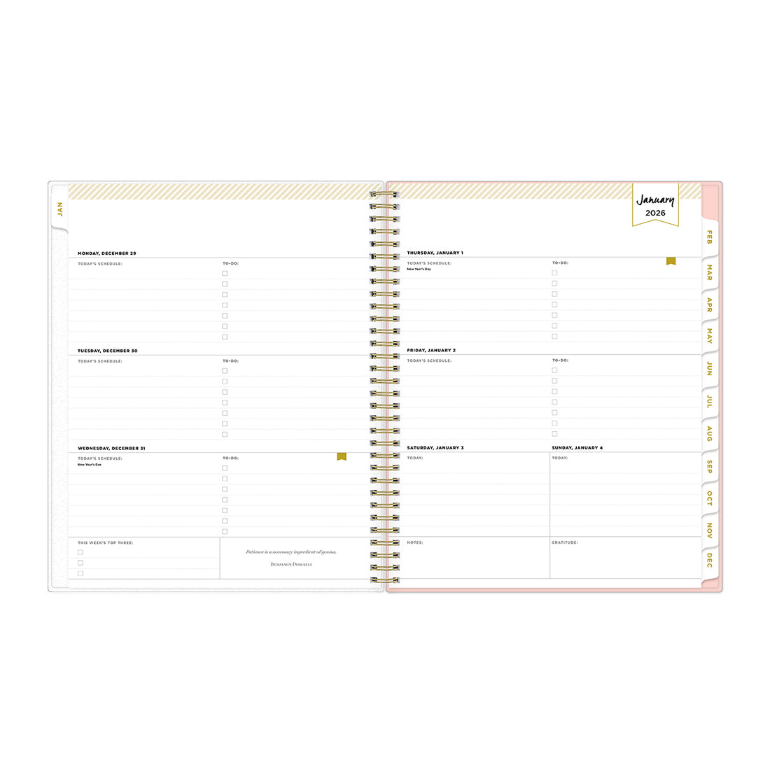 Kenzari Coral 2026 Weekly Monthly 8.5x11 Day Designer for Blue Sky