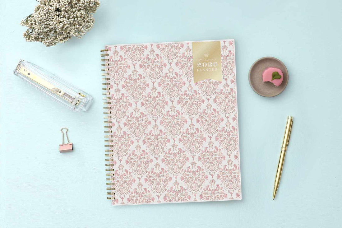 Kenzari Coral 2026 Weekly Monthly 8.5x11 Day Designer for Blue Sky