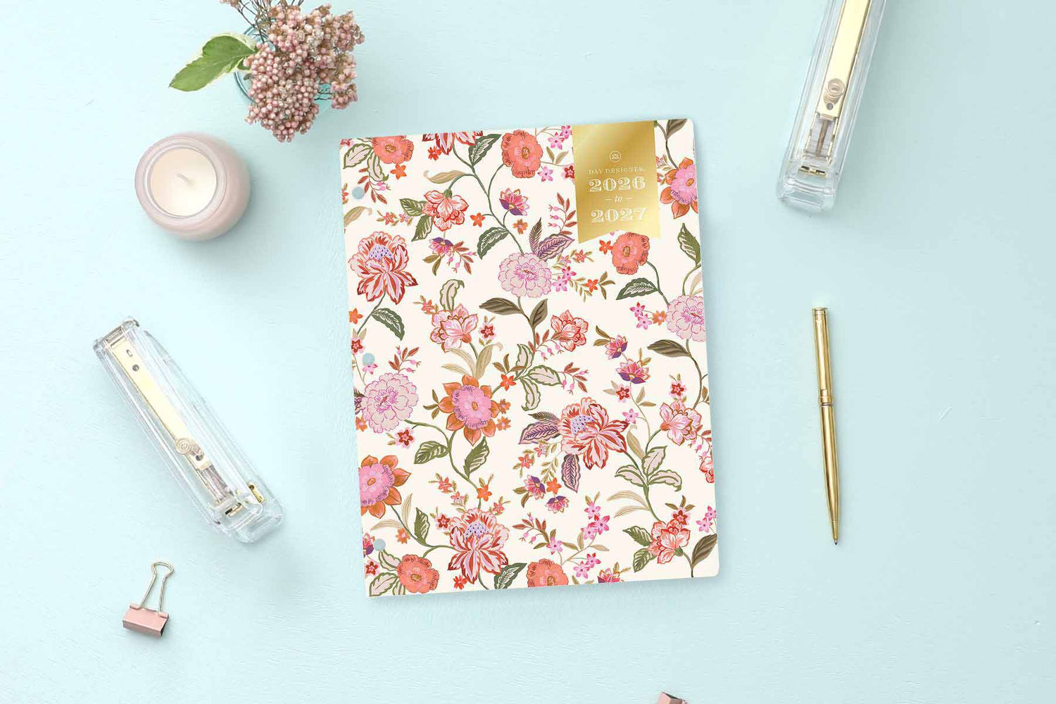 floral pattern on the front cover with beige background