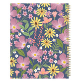 planner with a floral design on a blue background cover