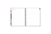 the 2025-2026 weekly monthly planner by blue sky features a weekly spread with ample dotted lined writing space, lined notes section, reference calendar, and white monthly tabs
