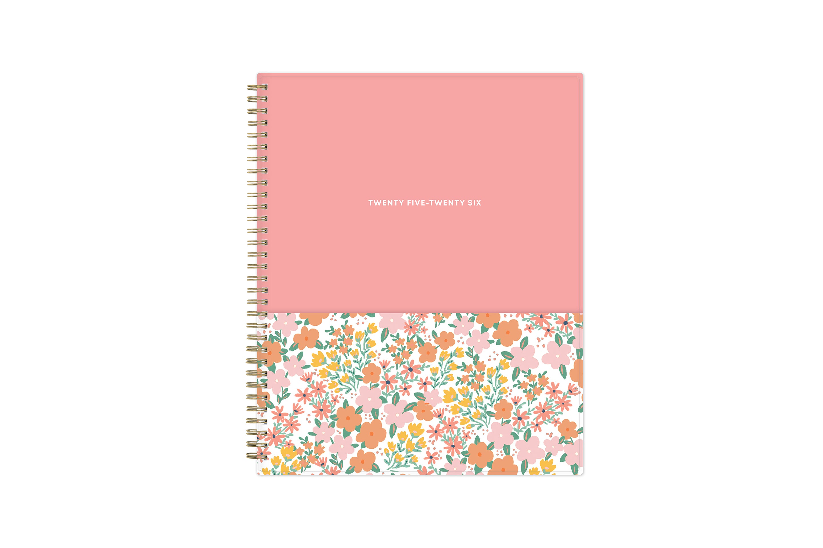 2025-2026 half floral front cover with matte storage front pocket cover 8.5x11