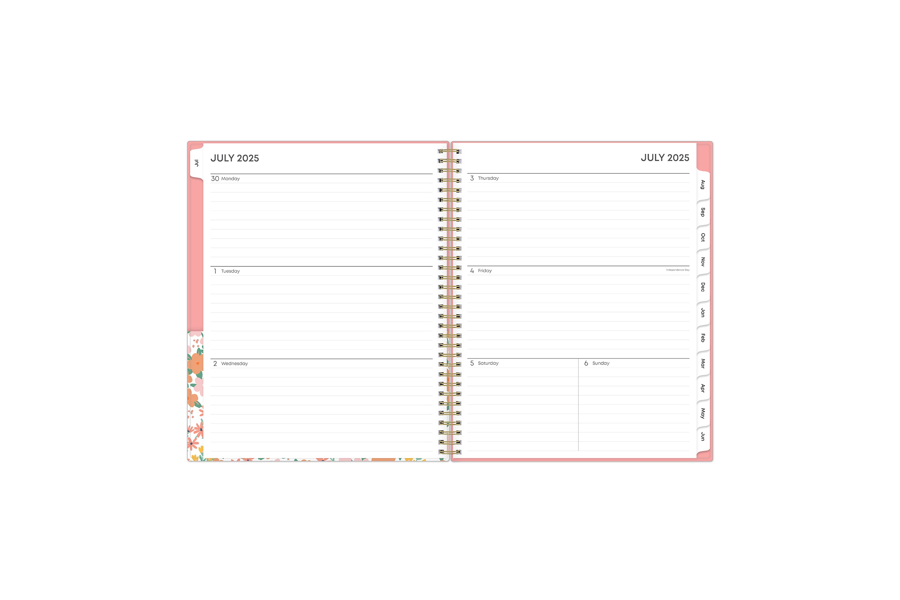 weekly monthly lined writing notes weekly spread with monthly tabs.