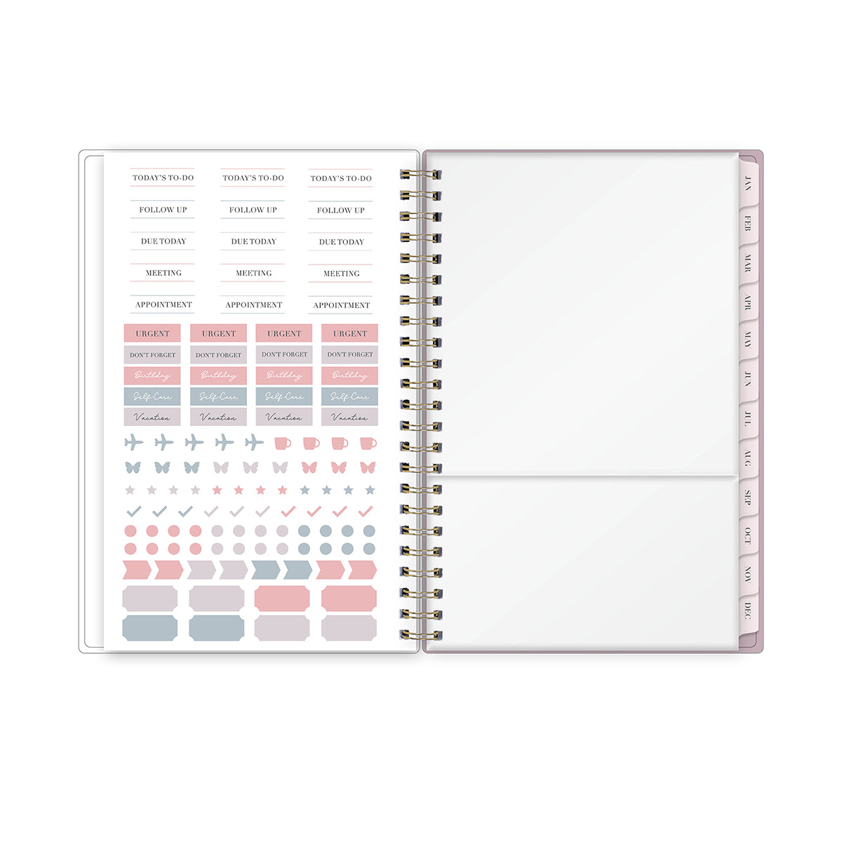 sticker sheet and storage pocket in the 5x8 planner 