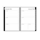 weekly spread featuring lined writing space, and gray tabs. january 2026 - december 2026 5x8 size