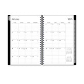 monthly spread featuring lined writing space, and gray tabs. january 2026 - december 2026 5x8 size and notes section