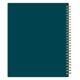 Teal notebook with gold spiral binding on a white background