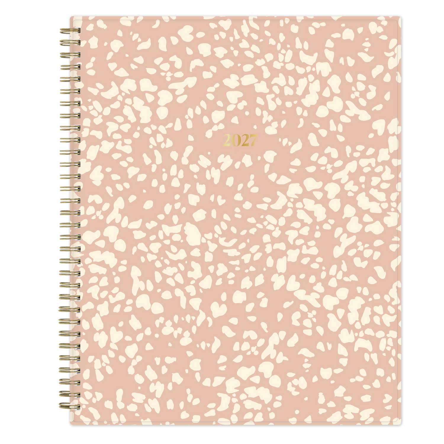 Pink and white patterned planner with &