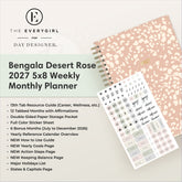 planner featuring bonus content like yearly overview, important dates, holidays, states and capitals