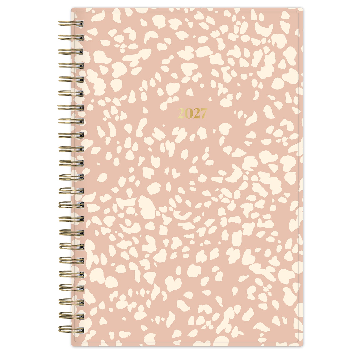Pink and white patterned planner with &