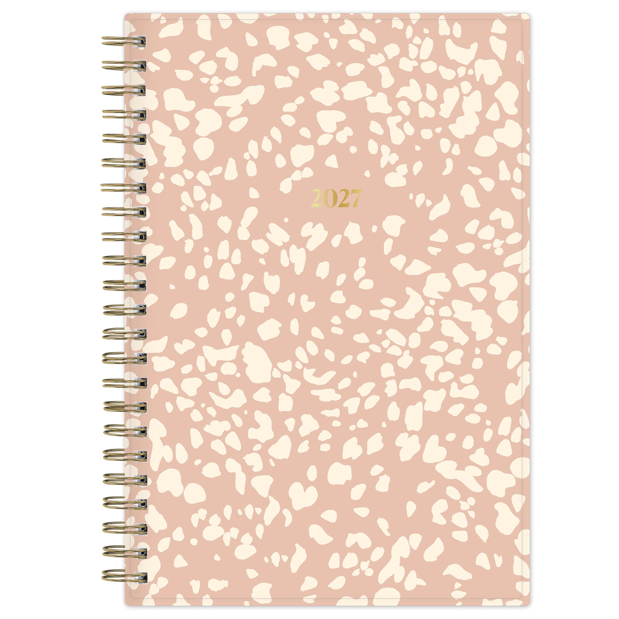 Pink and white patterned planner with &