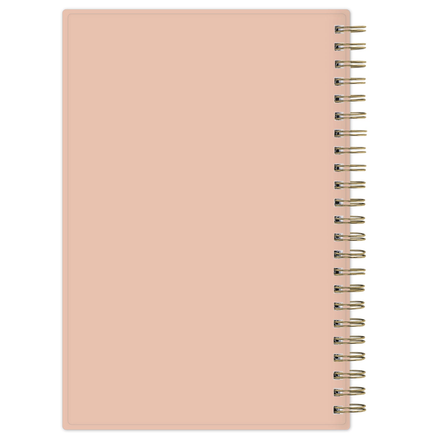 Blush pink notebook with gold spiral binding on a white background 5x8 size planner