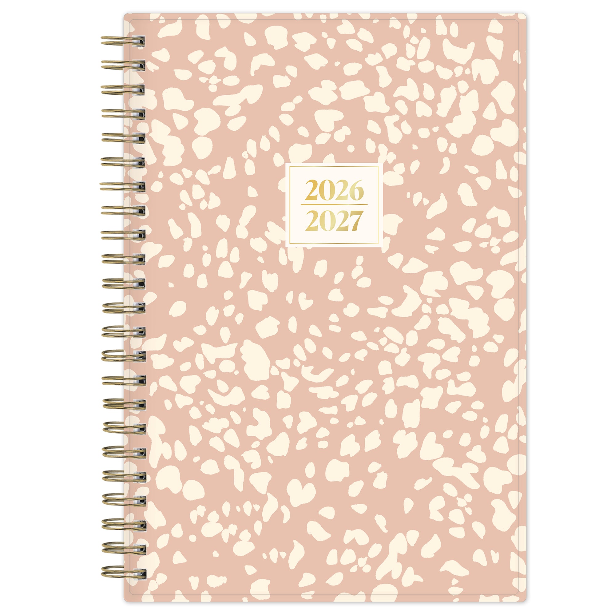Pink and white patterned planner with &