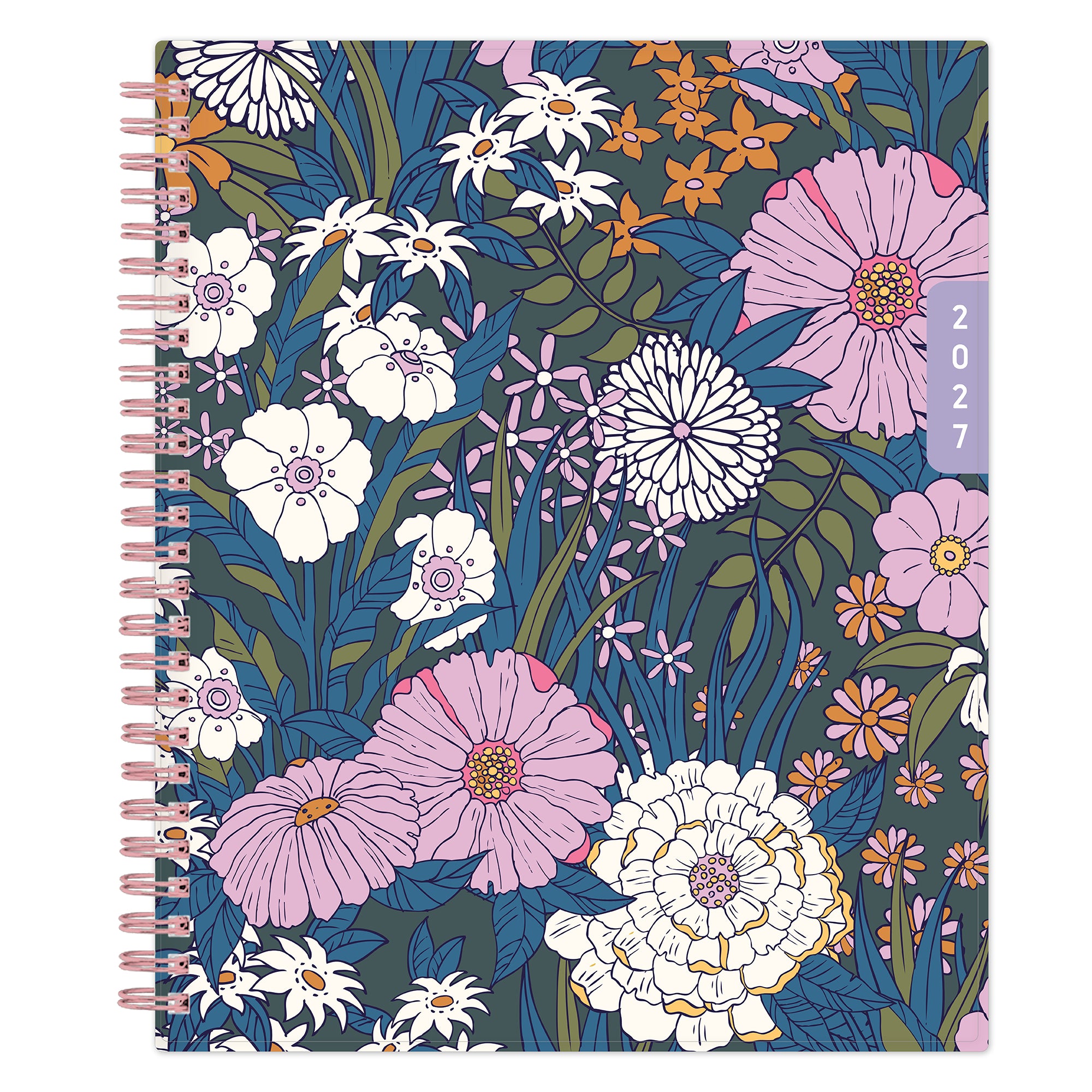floral front cover on this 7x9 planner dated january 2027 - december 2027