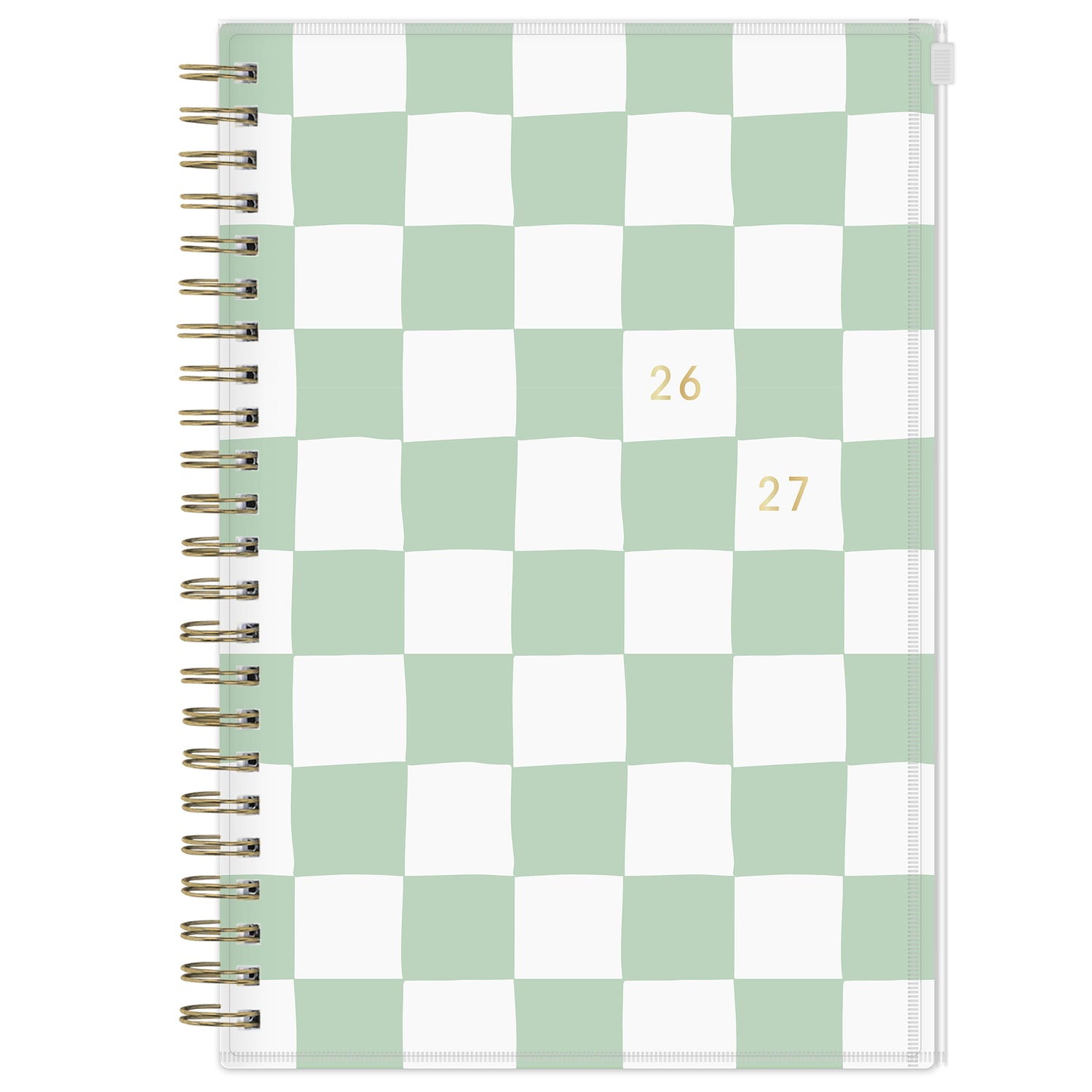 green checkored daisy pattern on this 5x8 planner