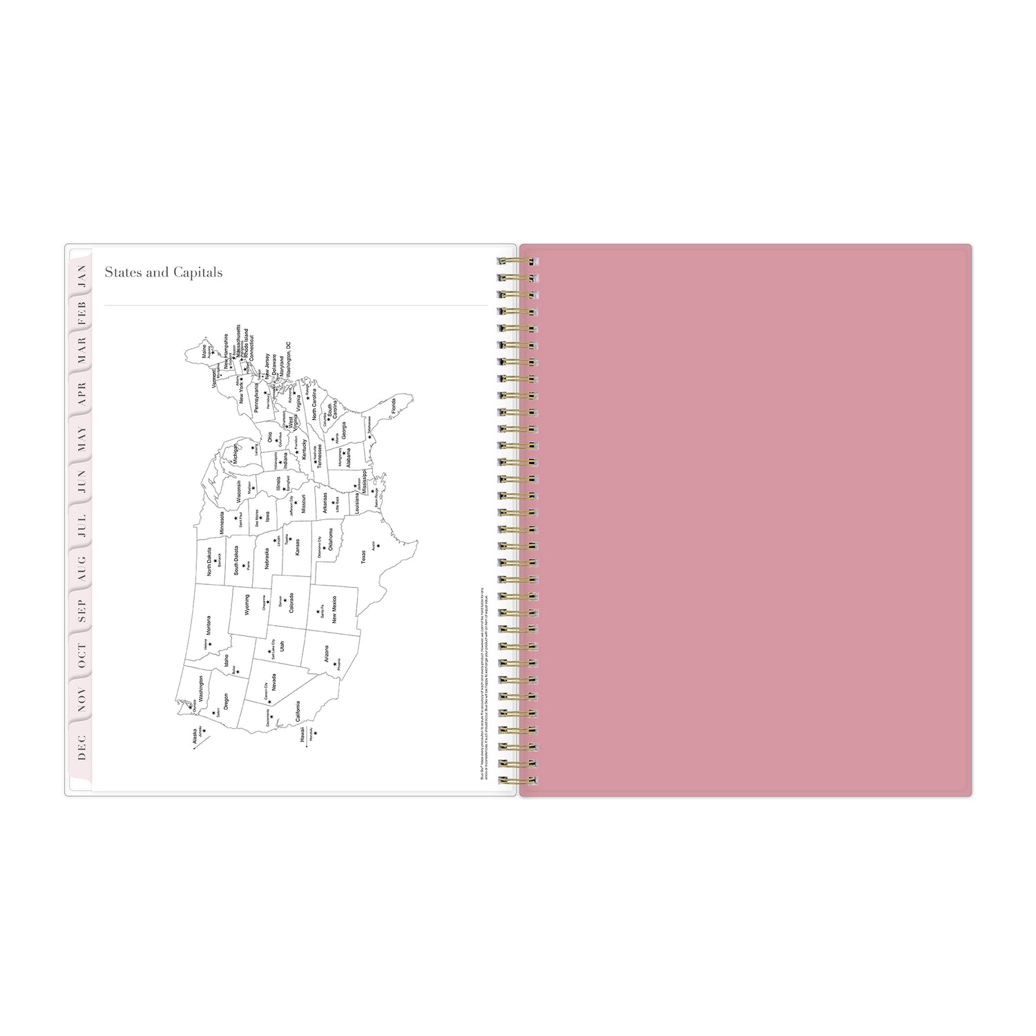 map of USA and smooth soft pink back cover