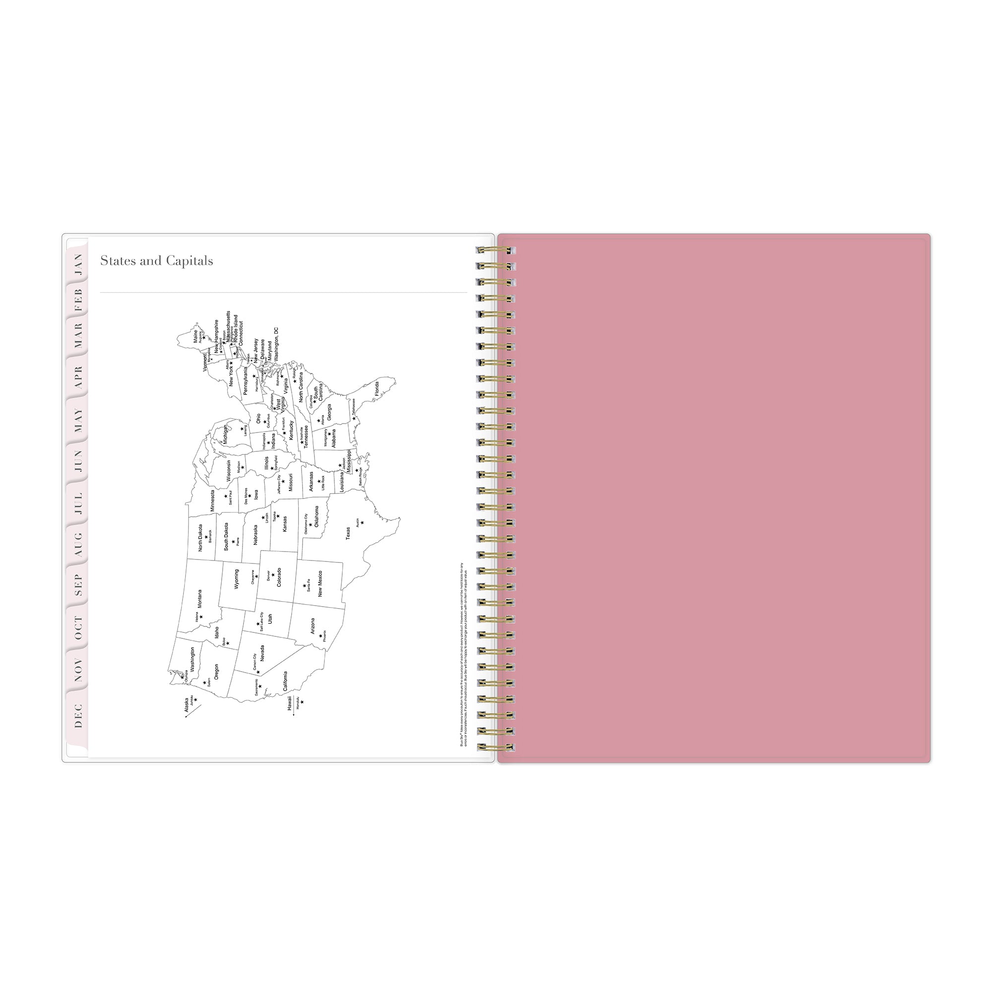 map of USA and smooth soft pink back cover