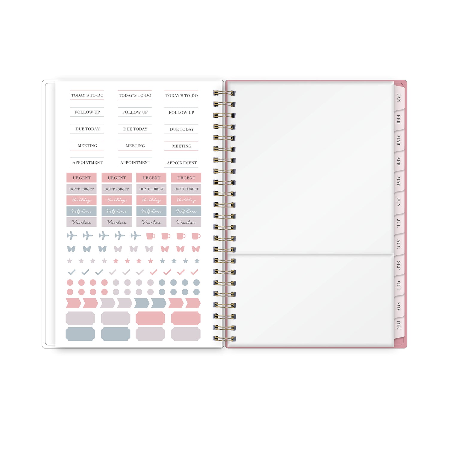 yearly overview of 2026 and 2027 with sticker sheet, storage pocket