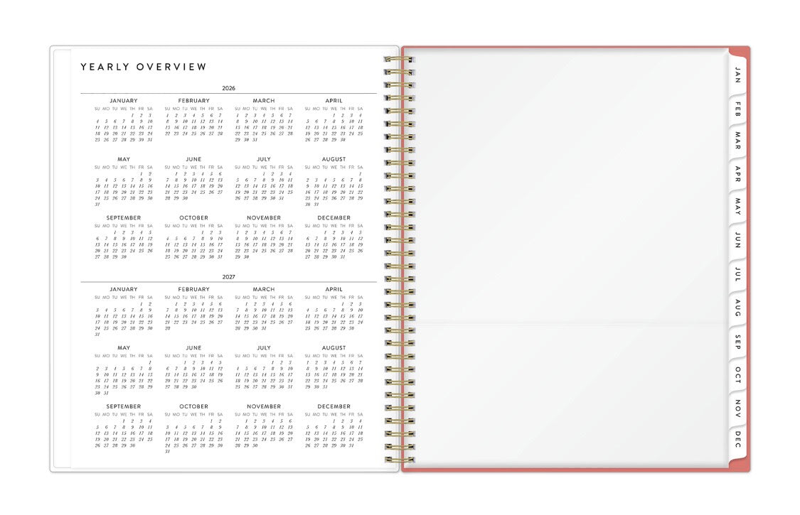 2026 and 2027 yearly overview with storage pocket