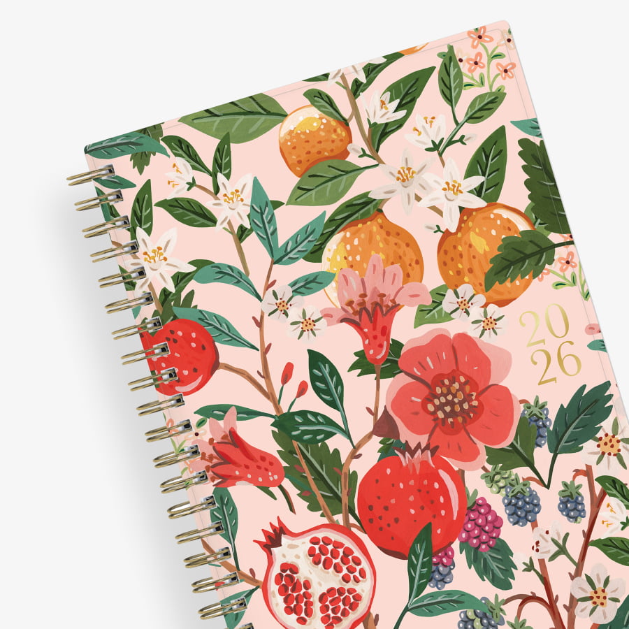 Pomegranate Blush 2026 Weekly Monthly 5x8 Planning Calendar - Bespoke Letterpress
