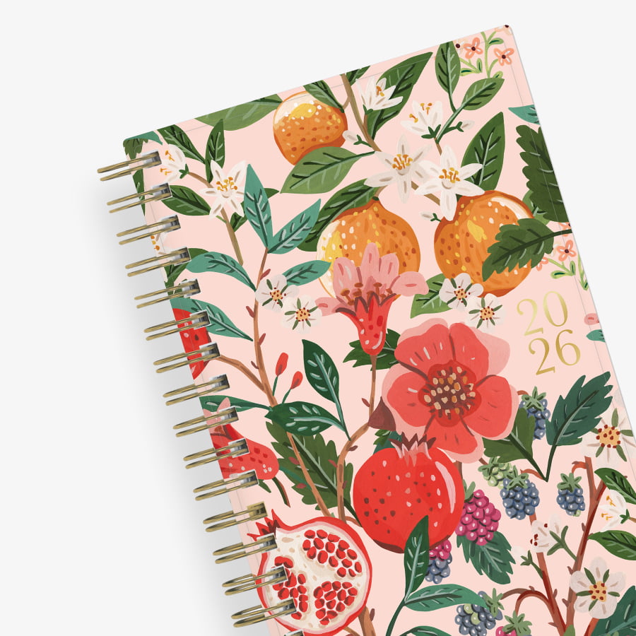 Pomegranate Blush 2026 Weekly Monthly 3.625x6.125 Planning Calendar - Bespoke Letterpress