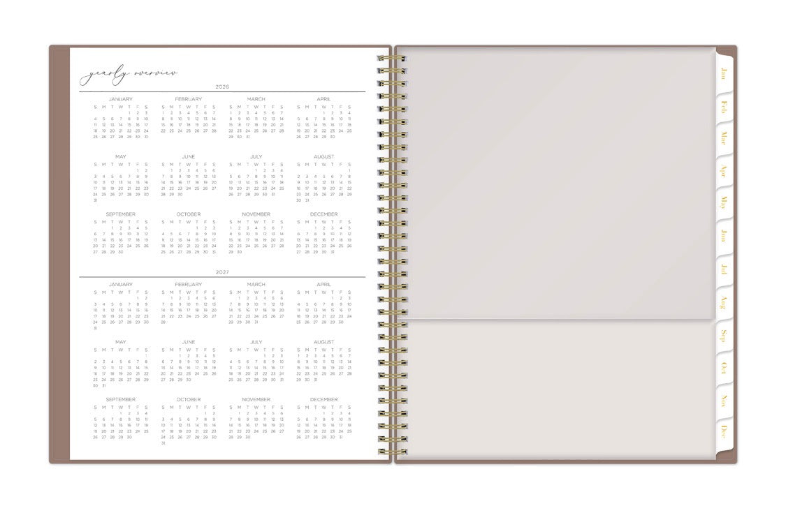 Life Note It collection by Blue Sky for January 2026 - December 2026 features a yearly overview, paper pocket, and ruler to help you stay organized throughout the new year in a 8.5x11 planner