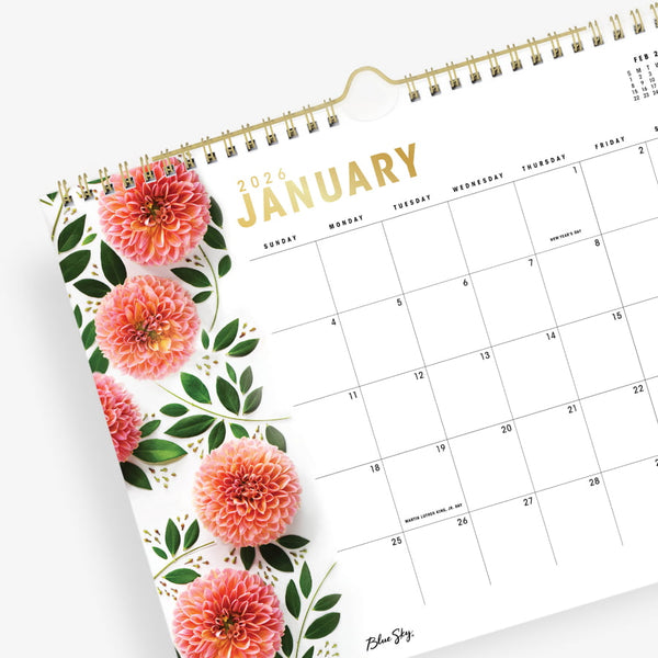 Dahlias 2026 Wall Calendar 11x8.75 - Robert & Stella – Blue Sky