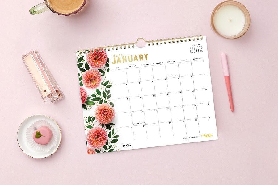 Dahlias 2026 Wall Calendar 11x8.75