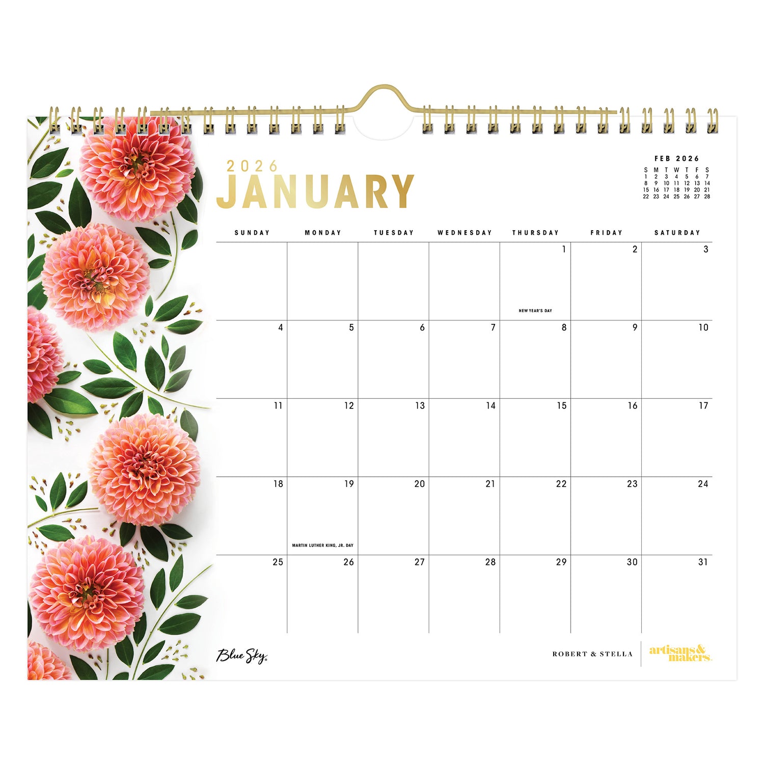 2026 floral wall calendar january to december 
