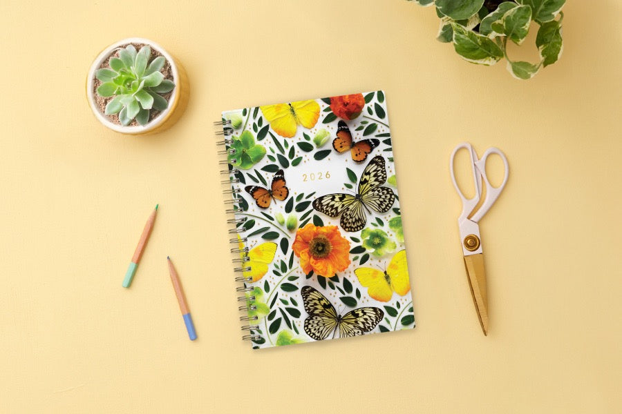 Butterflies 2026 Weekly Monthly 5x8 Planning Calendar - Artisans &amp; Makers