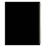 Black spiral-bound planner on a white background with black back cover 8.5x11