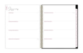weekly spread with blank writing space for each day, to do list, top goals, and blush monthly tabs for 2026 8.5x11 planner