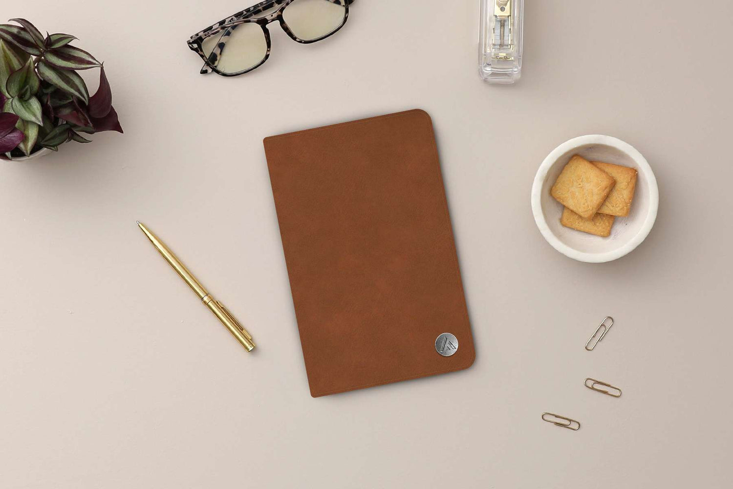 faux leather weekly monthly planner 2026 tan