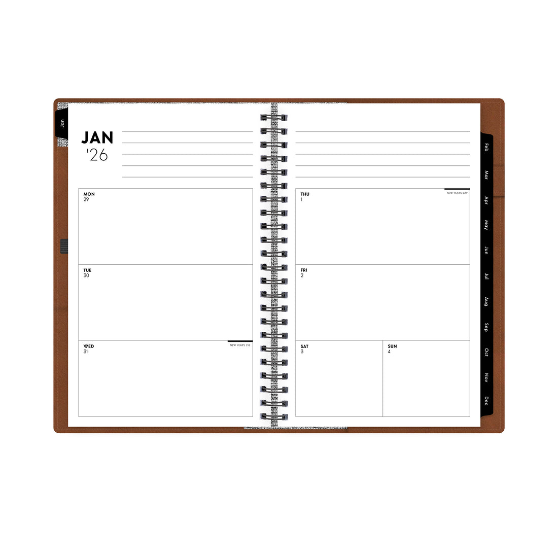 ASMBLD 2026 Weekly Monthly 5x8 Planner + Refillable Tan Faux Leather Portfolio